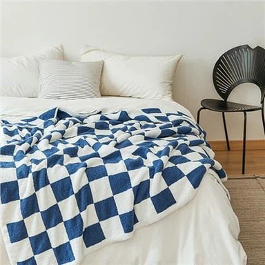 Blue Checkered Fleece Blanket